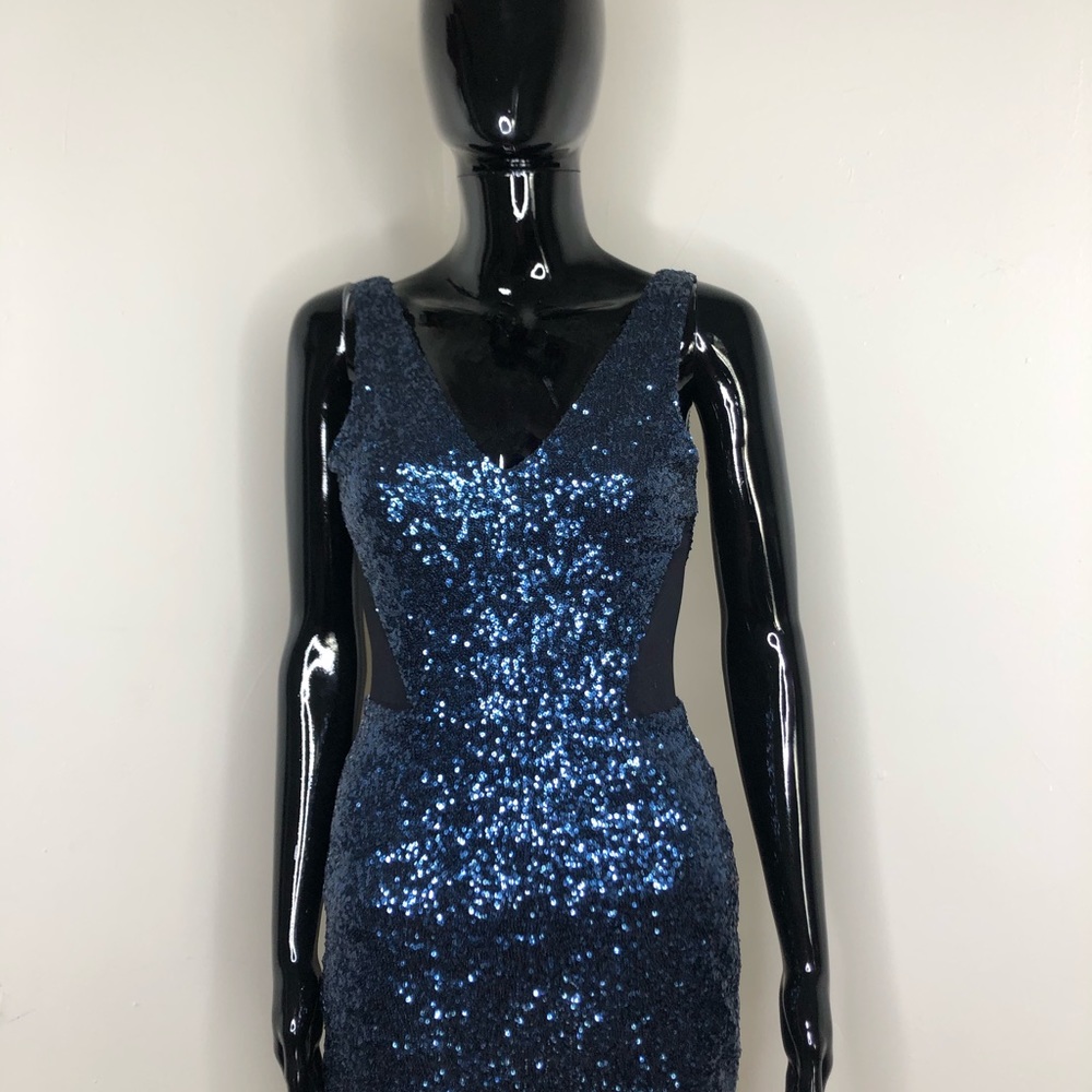 BEBE original blue sequins dress